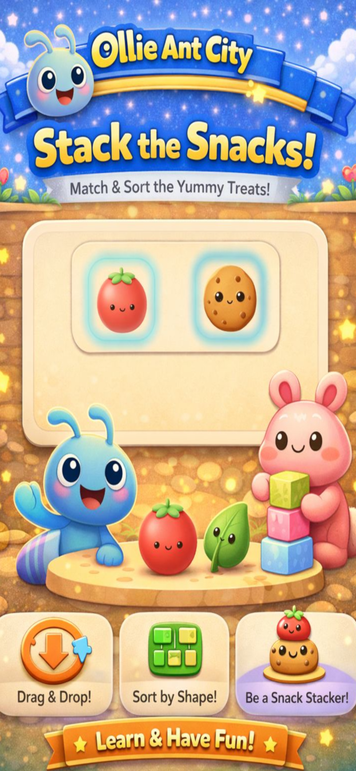 Ollie Ant City screenshot - stack the snacks